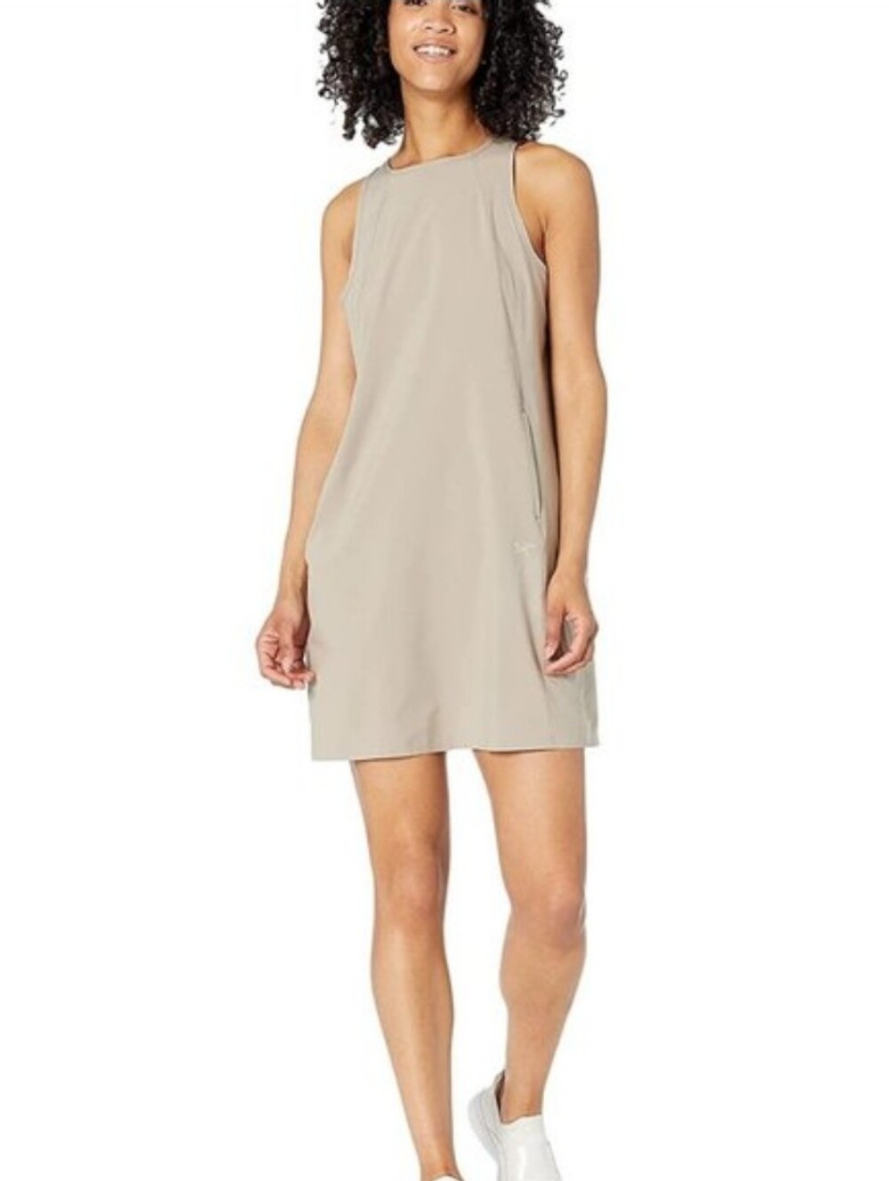 Arc'teryx Contenta Shift Dress Size M Beige Midi Sleeveless With Pockets